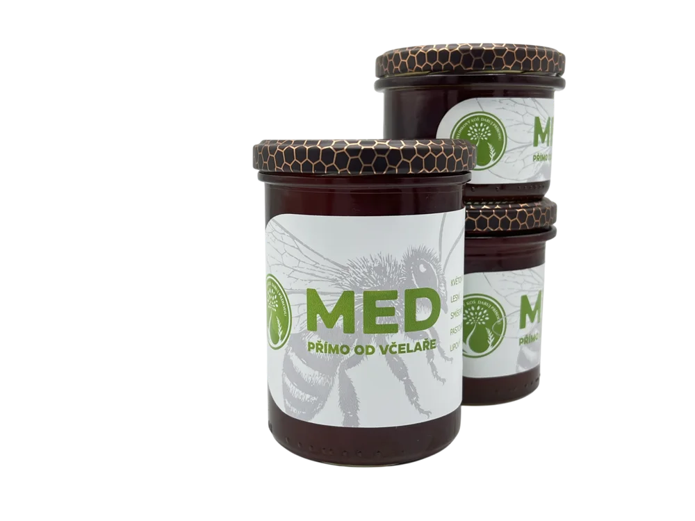 Med přímo od včelaře — sklenice medu Bylinkový Koš