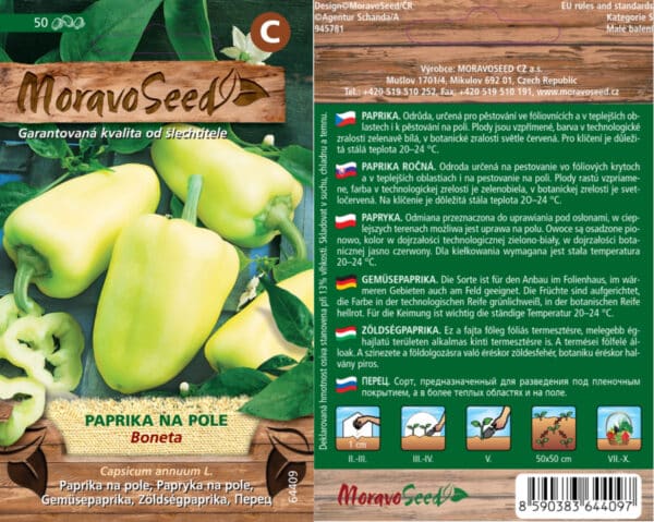 Paprika raná vzpřímená BONETA semena