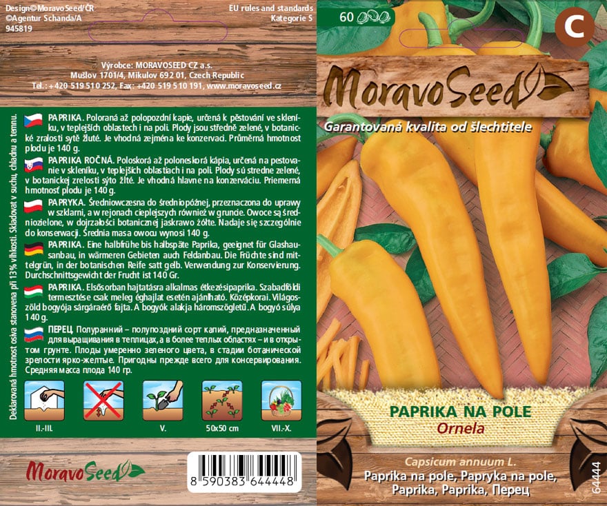 Paprika raná kapie žlutá ORNELA semena