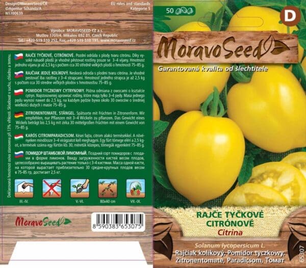 Rajče tyčkové žluté citronové CITRINA semena