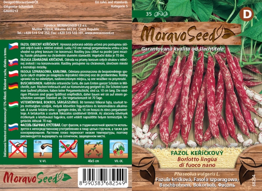 Fazol keříčkový melírový BORLOTTO L.DI FUOCO NANO semena