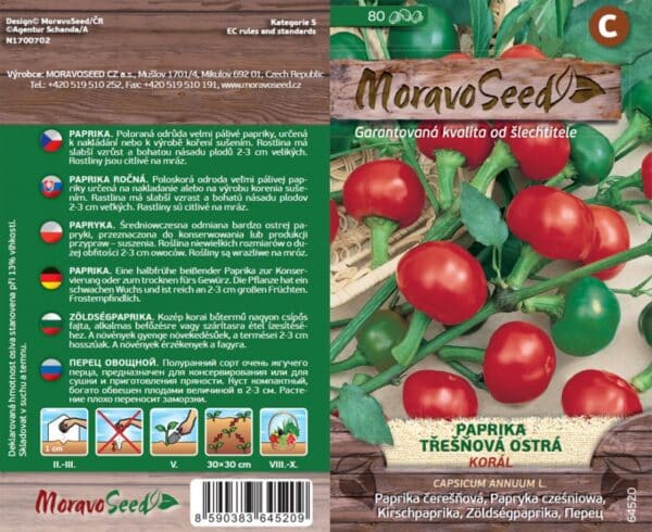 Paprika třešňová ostrá KORÁL semena