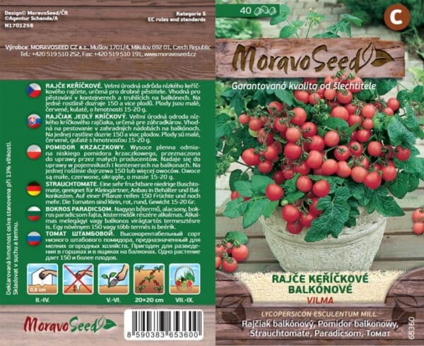 Rajče keříčkové balkonové červené VILMA semena