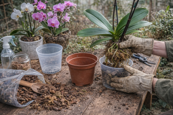 přesazování orchideje do nového substrátu na jaře