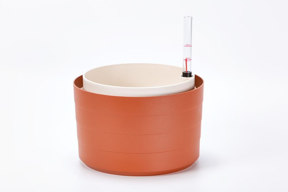 Samozavlažovací květináč Berberis 26 cm – terakota/slonová kost