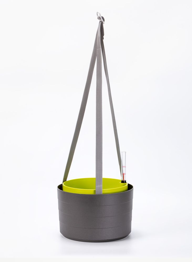 Samozavlažovací závěsná žardina Berberis 30 cm trojzávěs - antracit/zelená