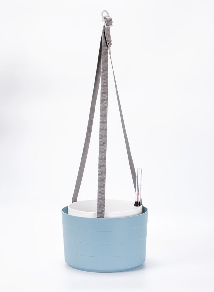 Samozavlažovací závěsná žardina Berberis 30 cm trojzávěs - šedomodrá/bílá