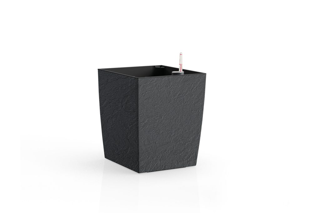 Květináč DELTO STONE 25x25x25 samozavlažovací nízký antracit