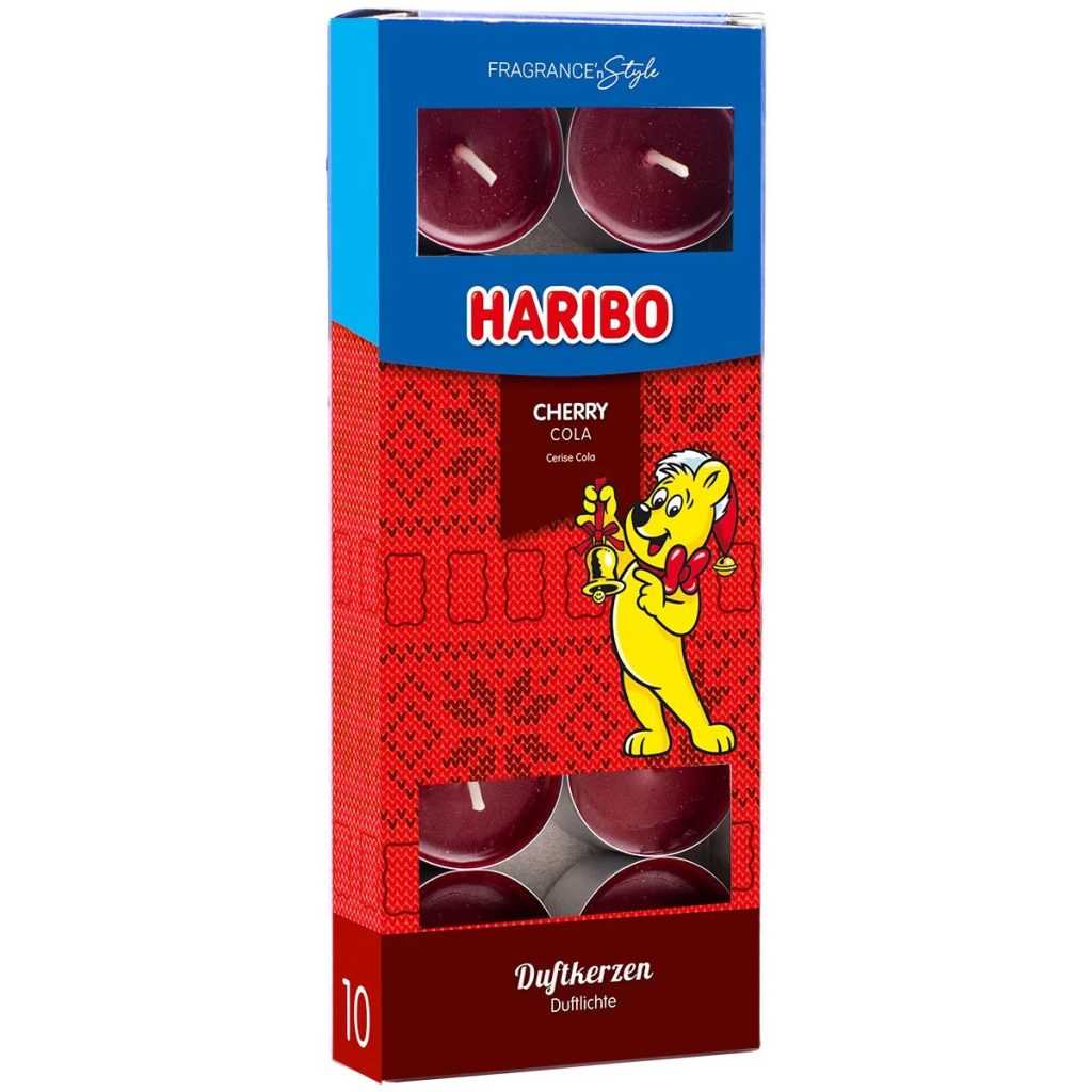 Haribo Winter Design Cherry Cola čajové svíčky - 10 kusů