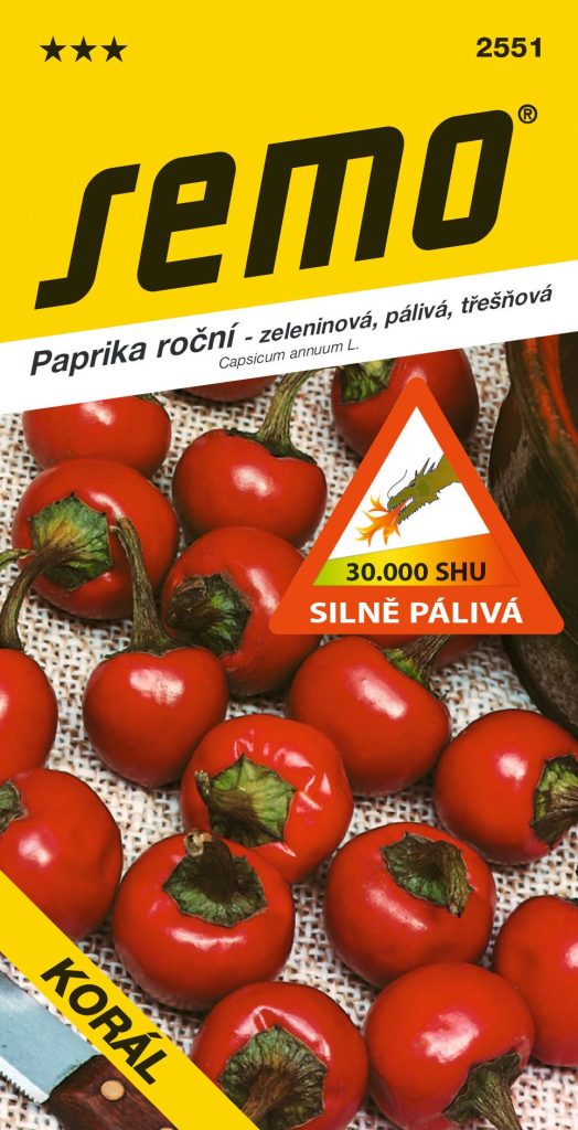 Paprika pálivá KORÁL - třešňová , silně pálivá, SHU 30 000