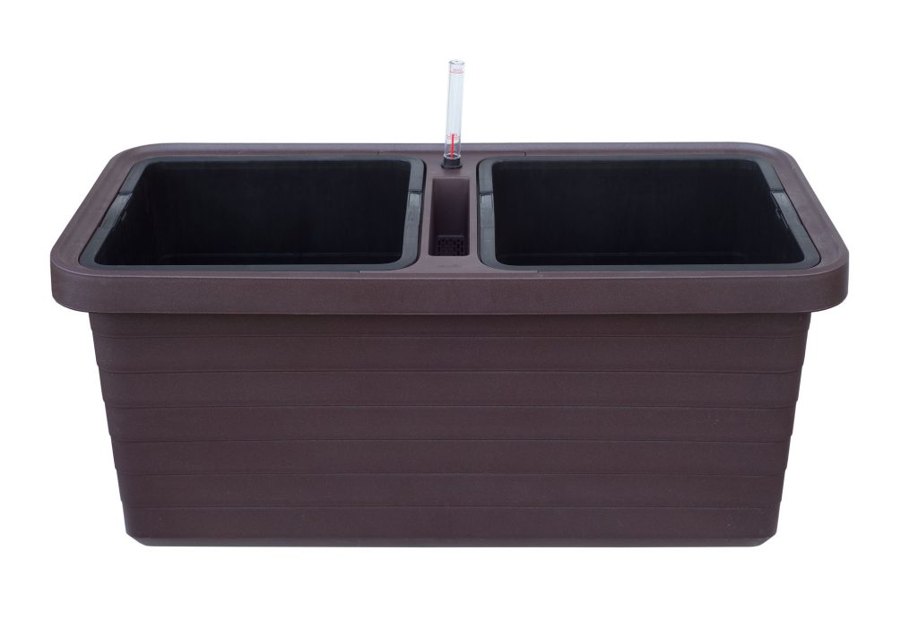 Samozavlažovací truhlík PLASTIA BERBERIS DUO 78x39x35 čokoláda