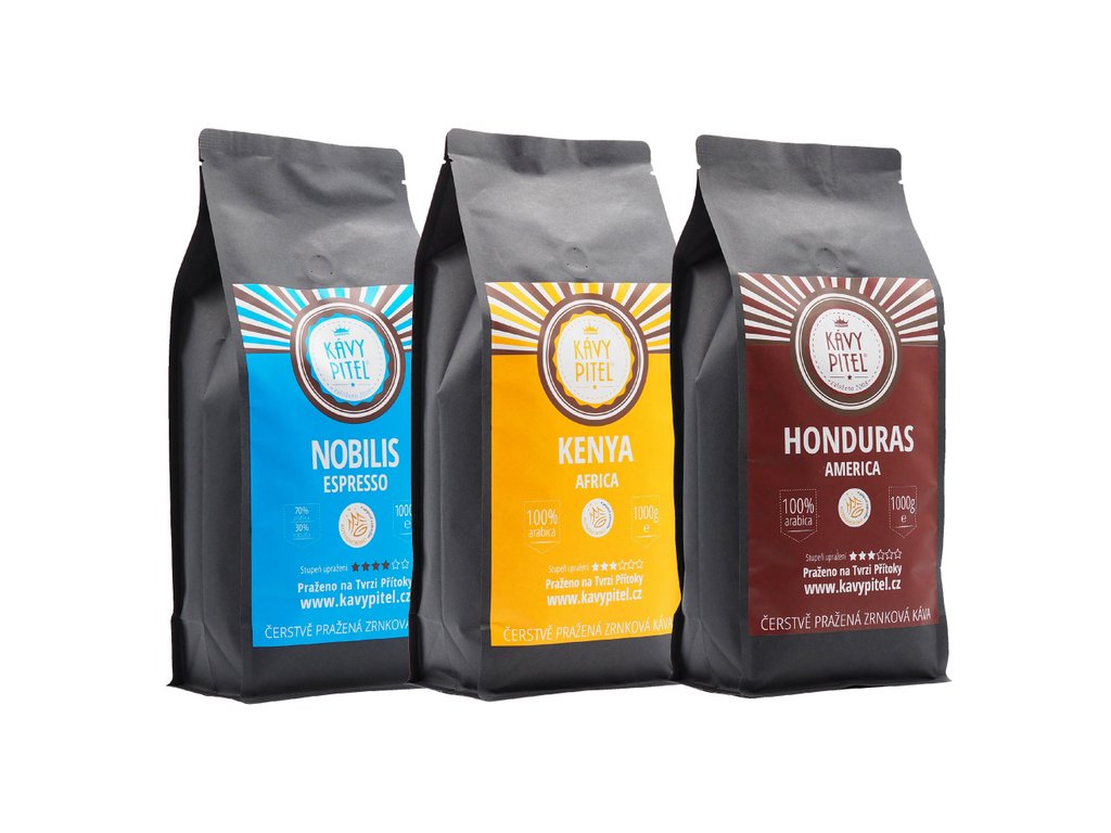Výhodný Set 3 kg - Nobilis, Honduras, Kenya - výběrová zrnková káva Kávypitel
