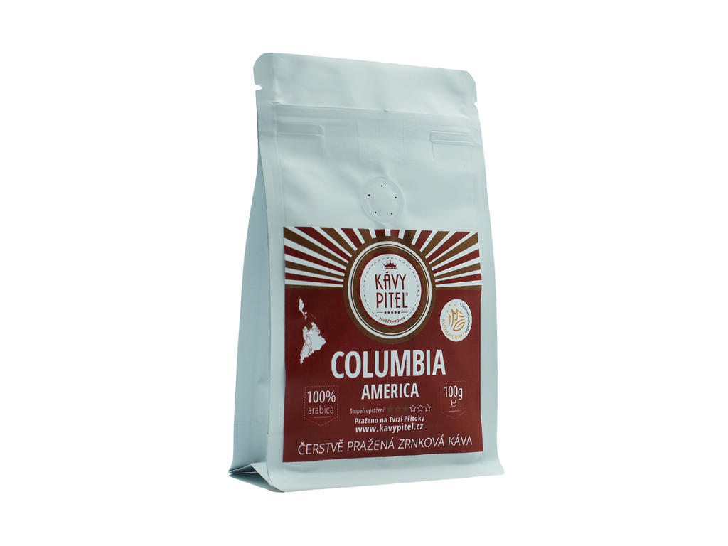 Columbia Kávy pitel - světle pražená výběrová zrnková káva (100g)