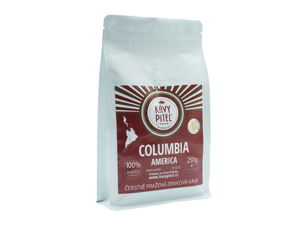 Columbia Kávy pitel -  světle pražená výběrová zrnková káva (250g)