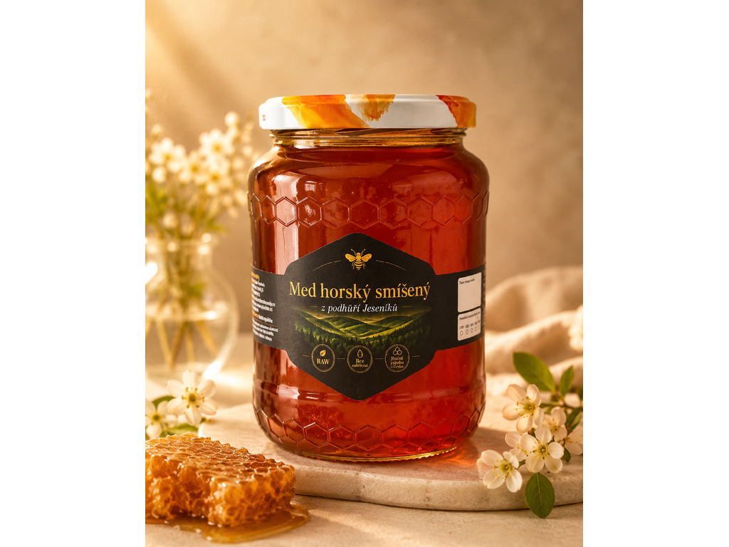 RAW horský smíšený med z podhůří Jeseníků 900 g